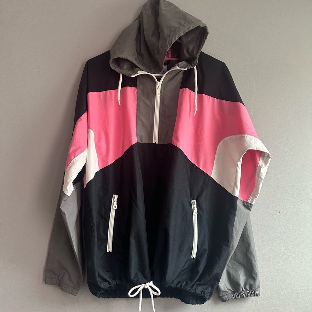 Urban Outfitters Pink and Gray Hooded Jacket